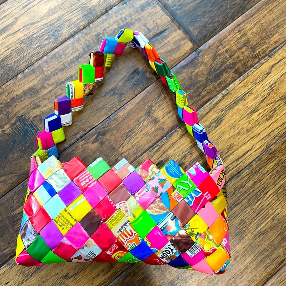 Recycled Wrapper Handbag Candy Wrapper 9” - image 3